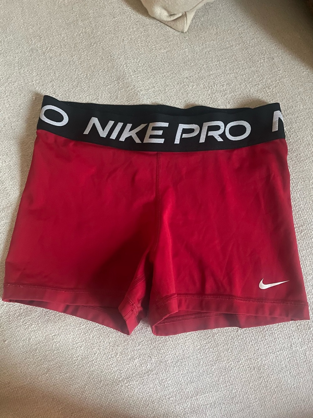 Nike Women's Pro Compression Bike Shorts RED with Black Waistband